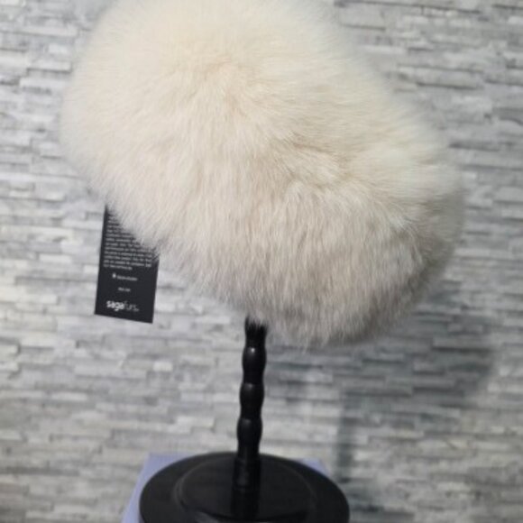 Arctic FOX FUR HAT PURE WHITE with LEATHER SAGA FUR main image 6